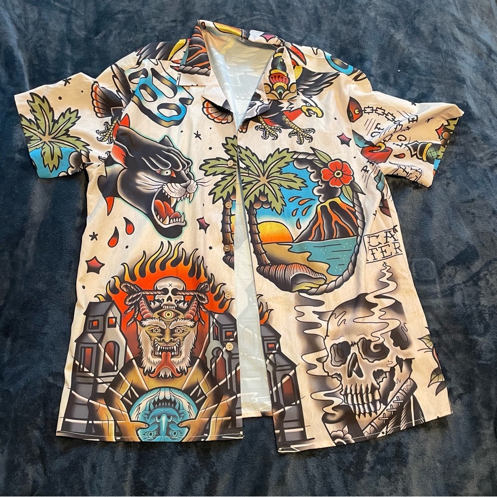 Graphic Tattoo Print Men's Shirt